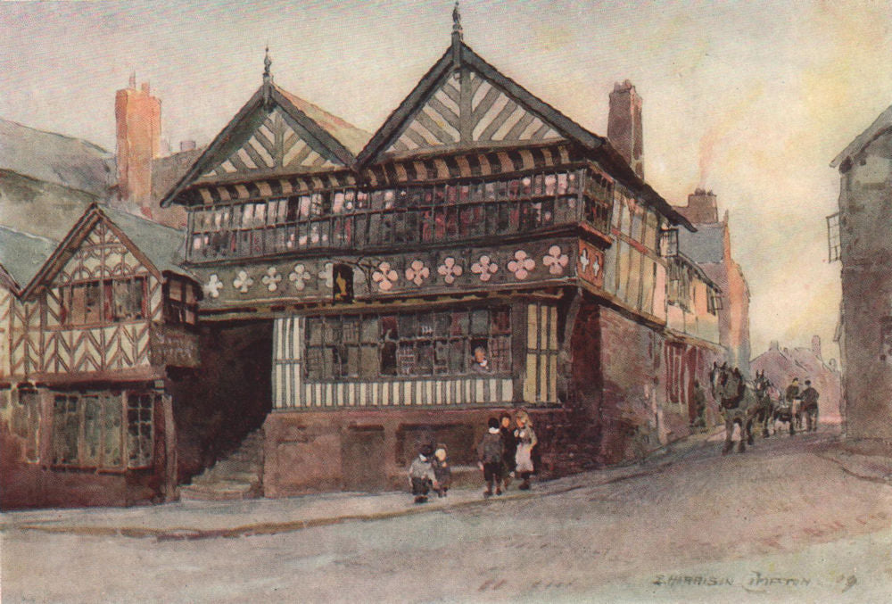 The Falcon Inn, Chester, by Edward Harrison Compton 1910 old antique print